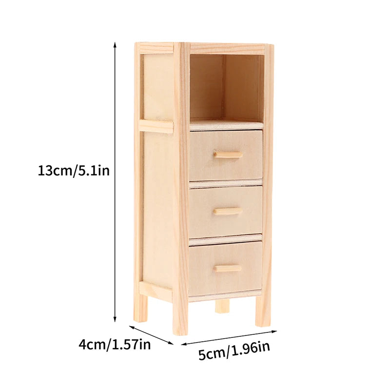 1Pcs Dollhouse Miniature Bookcase Storage Rack Mini Wood Cherry Display Shelf Cabinet Cupboard Doll House Furniture Model Toys