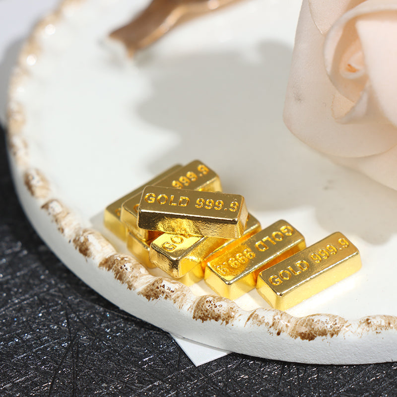 10pcs/set 1:12 Dollhouse Miniature Gold Bars Coin Model Doll House Decor Toys