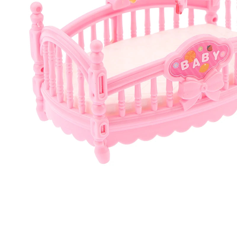 1Pcs 1:12 Dollhouse Simulation Mini Crib Baby Bed Model Dollhouse Bedroom Furniture Decoration Dolls House Accessories