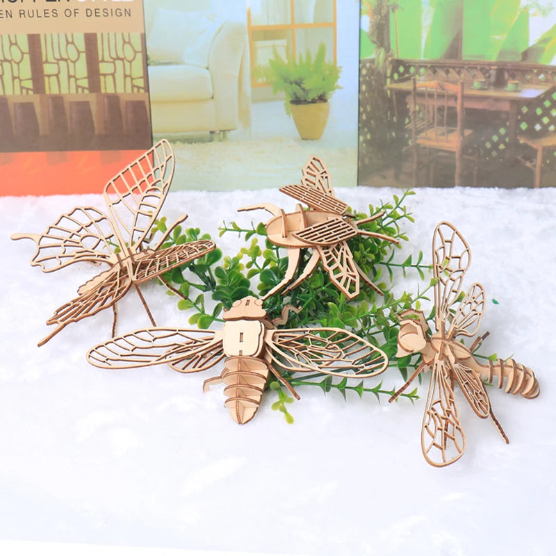 3D Wooden Puzzle Toys Insect Animal Skeleton Assembly Model Puzzle Games DIY Wooden Crafts STEM Toys for Kids Adults Teens
