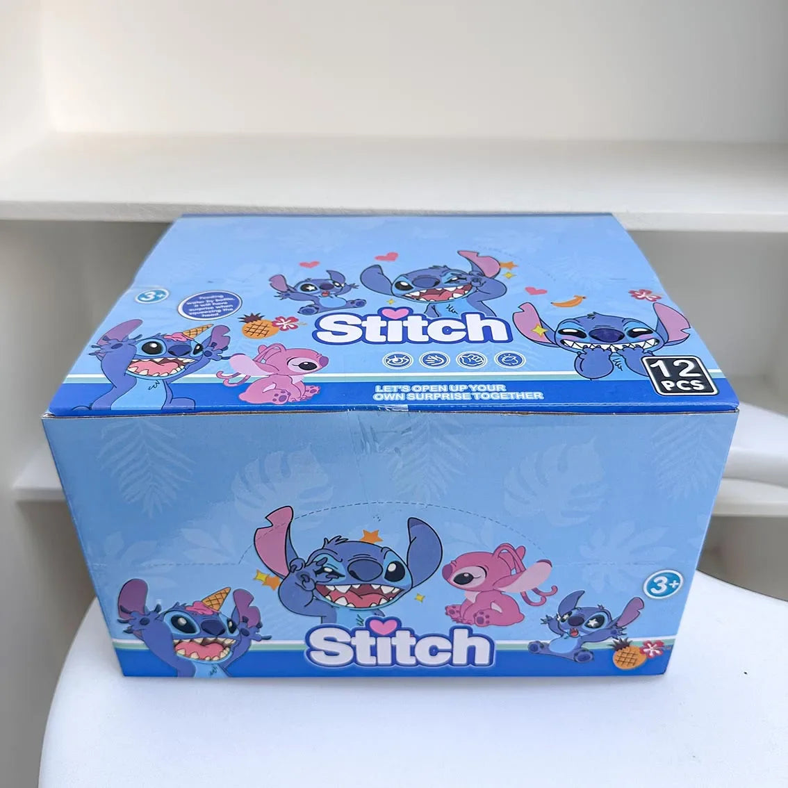 Disney 12pcs New Stitch  Blind Box Luggage Case Toy Blind Box Doll Educational Cartoon Cute Keychain Gifts