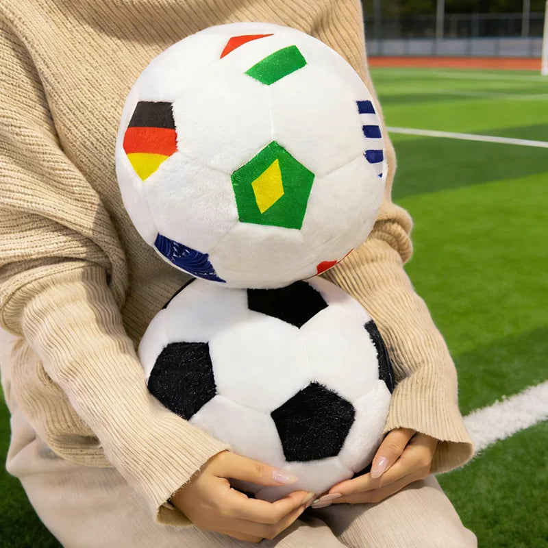 15/20/25cm Lovely Football Plush Dolls Kawaii Ball with Colorful National Flag Stuffed Soft Pillow Soccer Plushie Toy