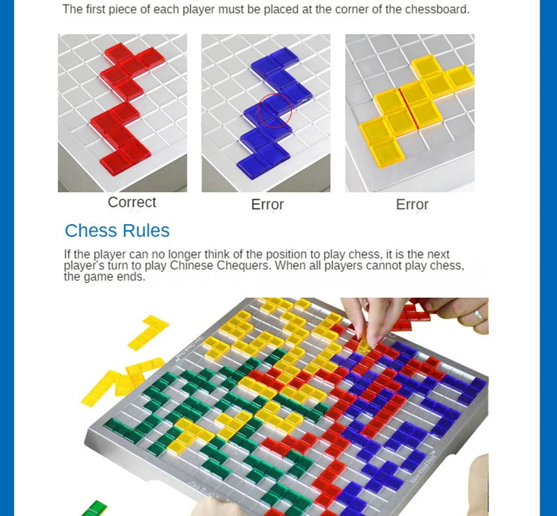 Fun Strategy Game: Novelty Puzzle Chess Blokus Board Game for Kids