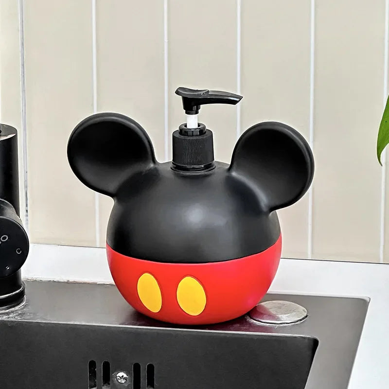 Disney Mickey Mouse Hand Sanitizer Bottle Large Capacity Press-Type Dispenser, Refillable Empty Container for Shampoo Body Wash
