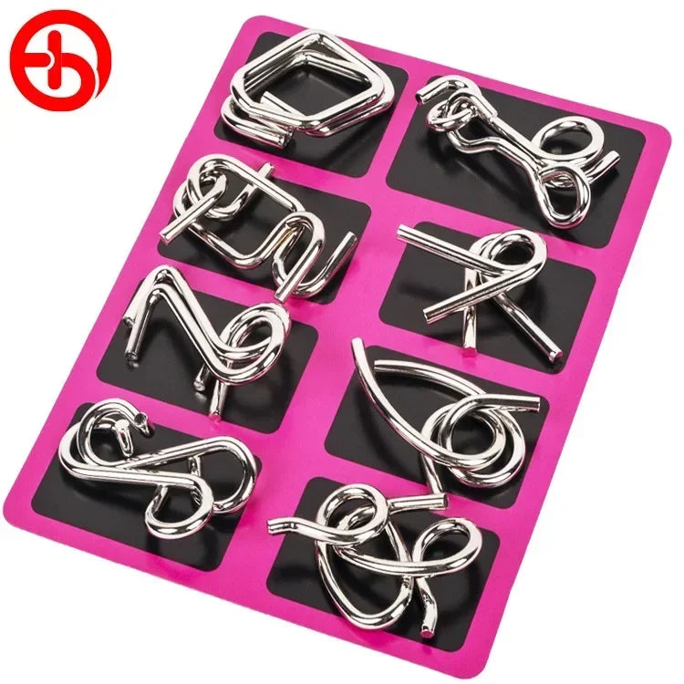 8Pcs/Set Metal Montessori Puzzle Wire Mind Brain Teaser Puzzles Children Adults Interactive Game Reliever Educational Toy