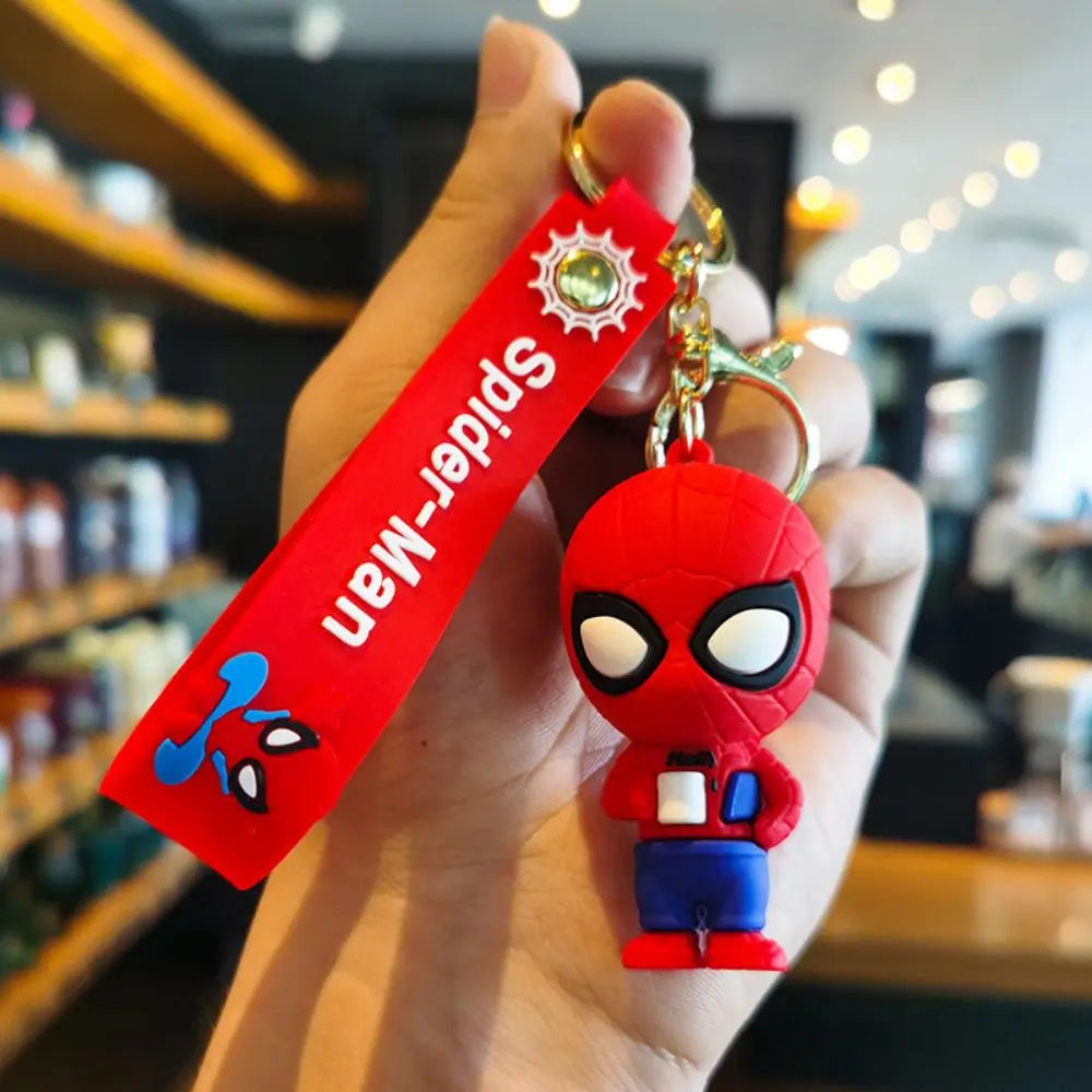 Classic SpiderMan Keychain Pendant Disney Marvel Amazing Inverted Silk Stereo Doll Car Hanging Decor Keychain Birthday Gift Toys