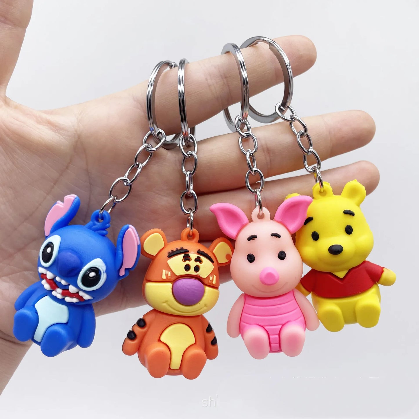 Anime Disney Keychain New Mickey Mouse Minnie Lilo & Stitch Doll Keyring Ornament Key Chain Car Pendant Kid Toys Gifts Wholesale