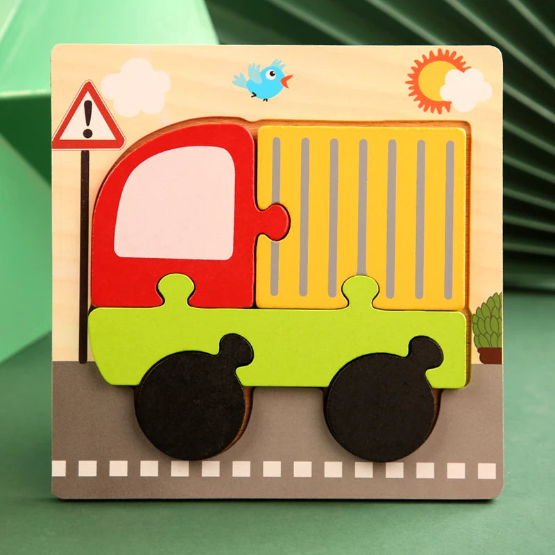 Good Quality 3D Wooden Puzzle Jigsaw for Children Cartoon Animal Puzzles Intelligence Kids Early Educational Cognitive Toys