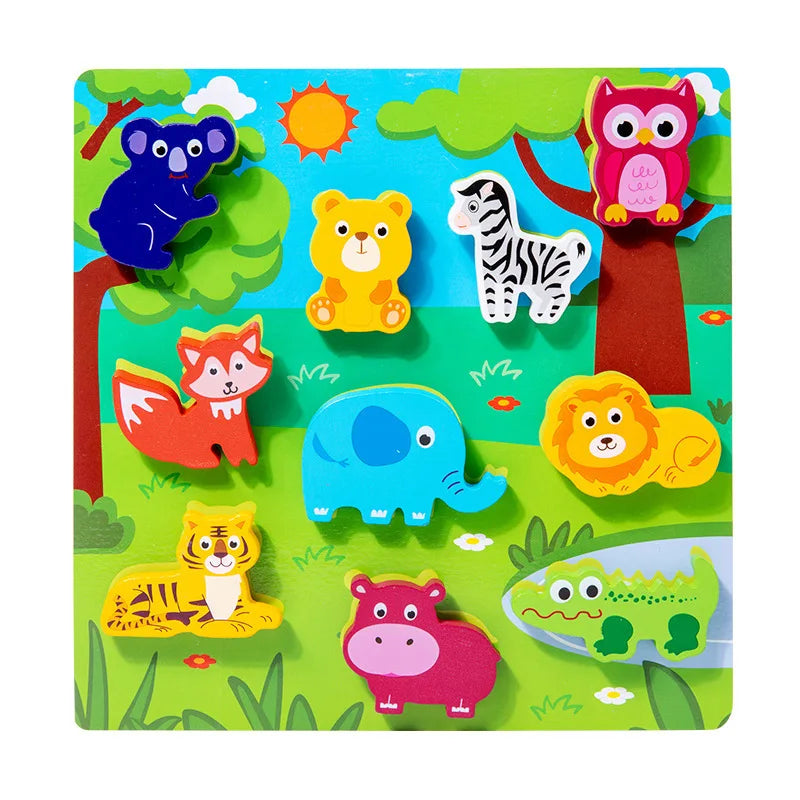Children's 3D Puzzle Animal Transportation Sea Animal Fruits Early Education Fun DIY Paste Puzzle Toys for Kids Gifts
