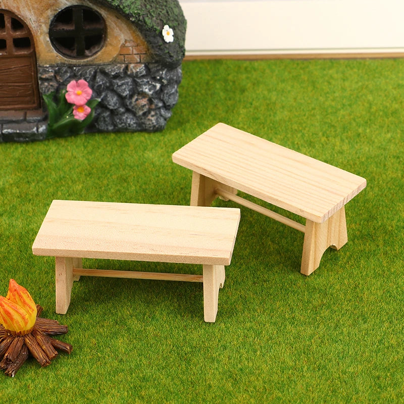 Doll House Mini Wooden Coffee Table Wood Simulation Teatable Coffee Table Living Room Toy Doll House Accessories Mini Dollhouse