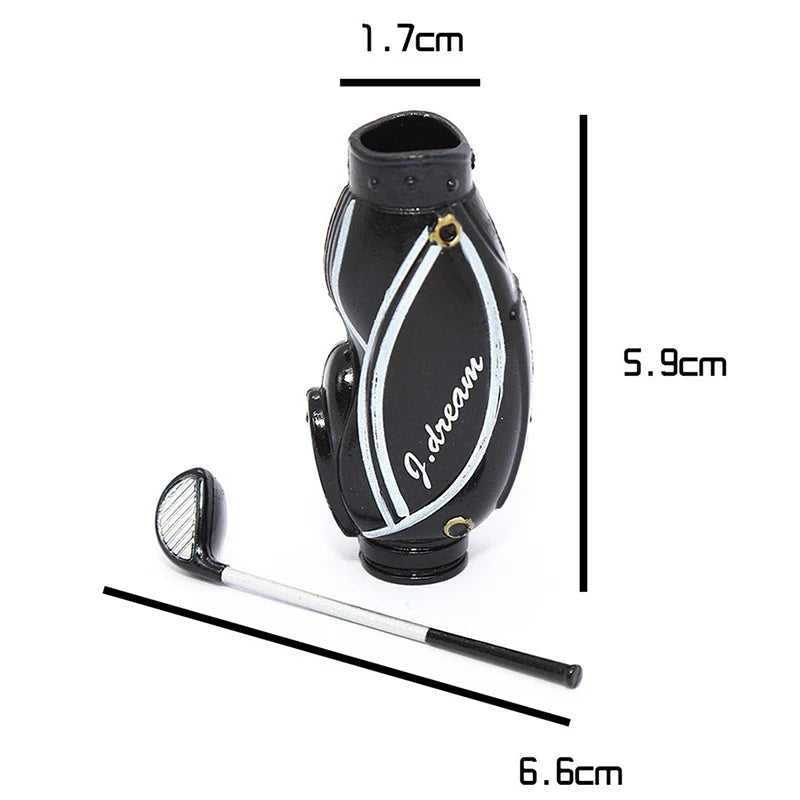 1/12 Dollhouse Miniature Accessories Mini Golf Clubs with Bag Model for Doll House Decoration ob11
