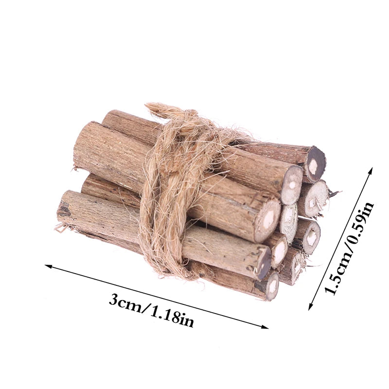 1Pc or 3 Bundles/Set Dollhouse Miniature Bonfire Firewood Model Living Scene Decor Kids Pretend Play Toy Doll House Accessories
