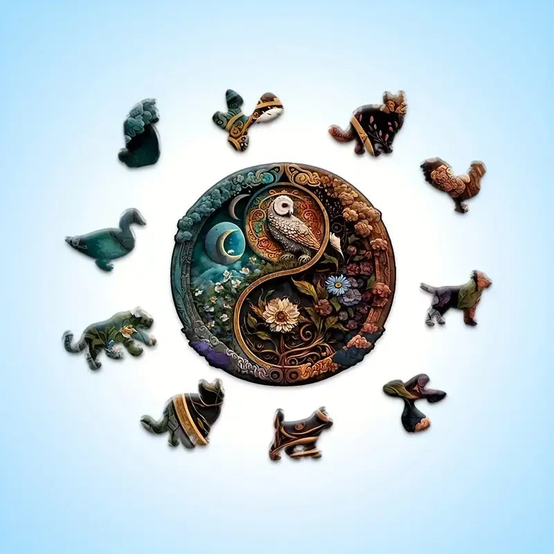Yin-Yang Wooden Puzzle for Adults Kids, Uniquely Irregular Animal Shaped  Jigsaw Puzzles Toys, Christmas Gift  Family Games