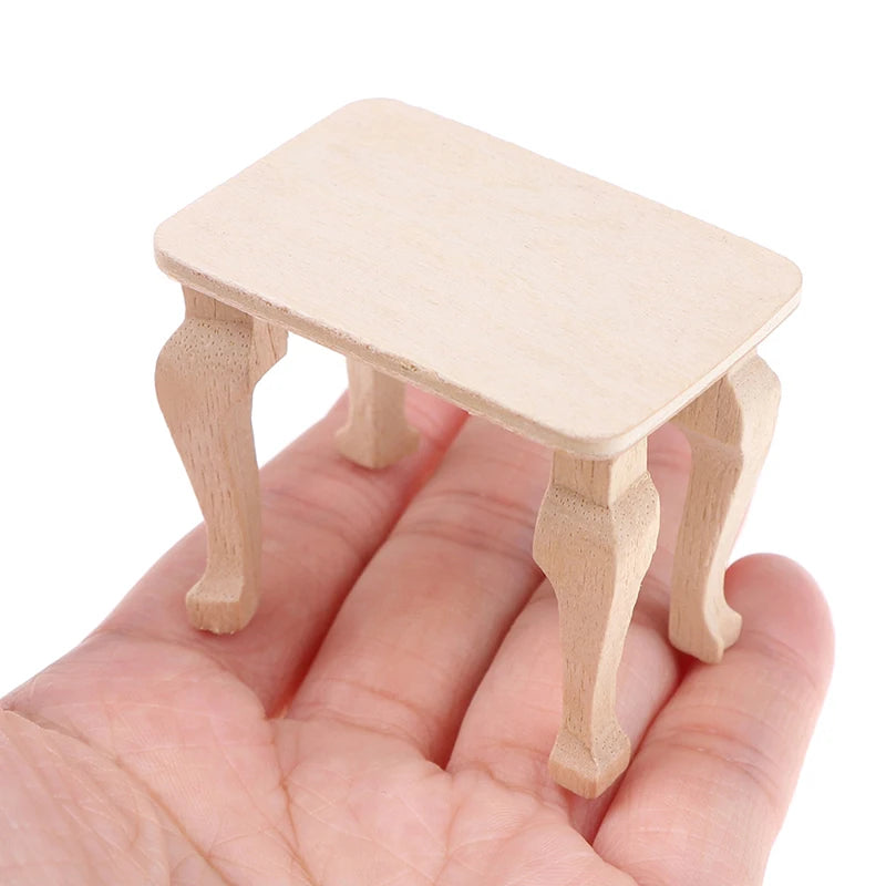 DIY Mini Wooden Table Furniture Toys 1:12 Dollhouse Miniature Accessories Doll House Decor Baby Toys