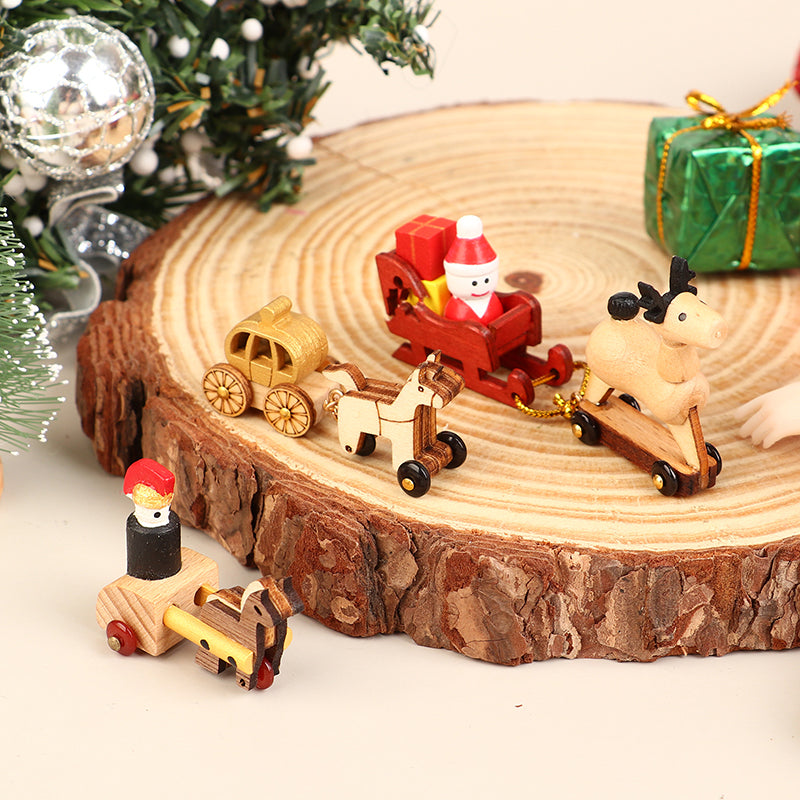 1PC Dollhouse Mini Wooden Car And Train Assembly Accessories Small Ornaments Micro Landscape For Doll House Decor Kids Toys