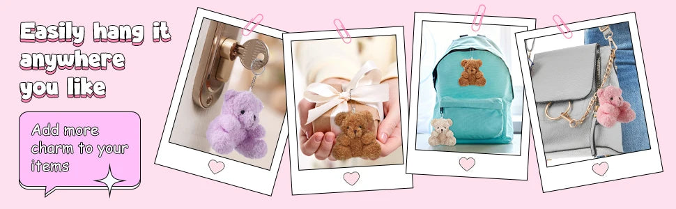12-96PCS Mini Bear Plush Stuffed Small Teddy Bear Bulk Animal Toy Bear Doll Keychain for Baby Shower Birthday Gifts Party Favors