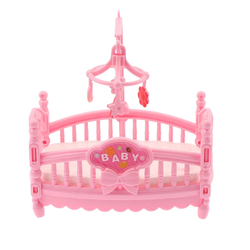 1Pcs 1:12 Dollhouse Simulation Mini Crib Baby Bed Model Dollhouse Bedroom Furniture Decoration Dolls House Accessories