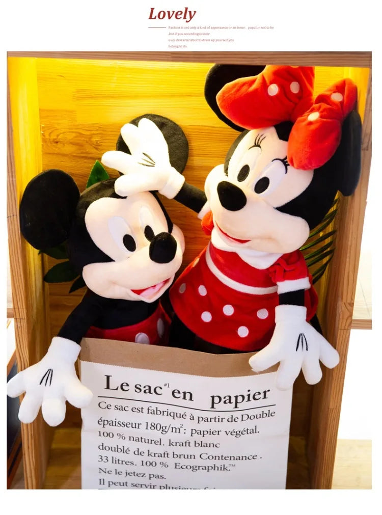 Disney Mickey Mouse Minnie Mouse Soft Plush Toys Cartoon Stuffed Dolls Kids Birthday Gifts Wedding Claw Machine Prizes Bed Pals