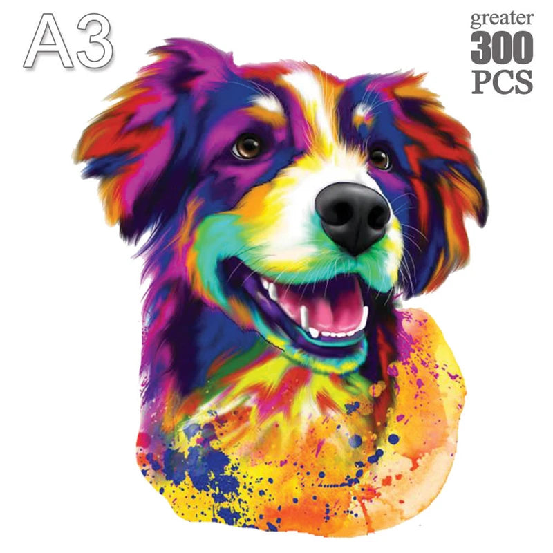 Dog Series Wooden Jigsaw Puzzles Art Unique Animal Shaped Puzzle Diy Leisure Game for Adults Kids Family Home Decor