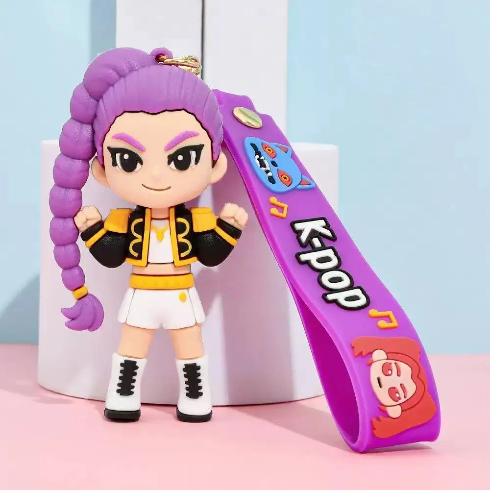 2026 Anime Movie Kpop Demon Hunters Girls Derpy Keychains 3D Stereo Doll Cute Tiger Action Model Toy Collection Gifts