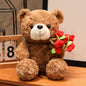 15/25CM Kawaii Cartoon Anime Love Rose Hat Bear Stuffed Animal Plush Toy Children's Couple Bear Handmade Doll Festival Gift