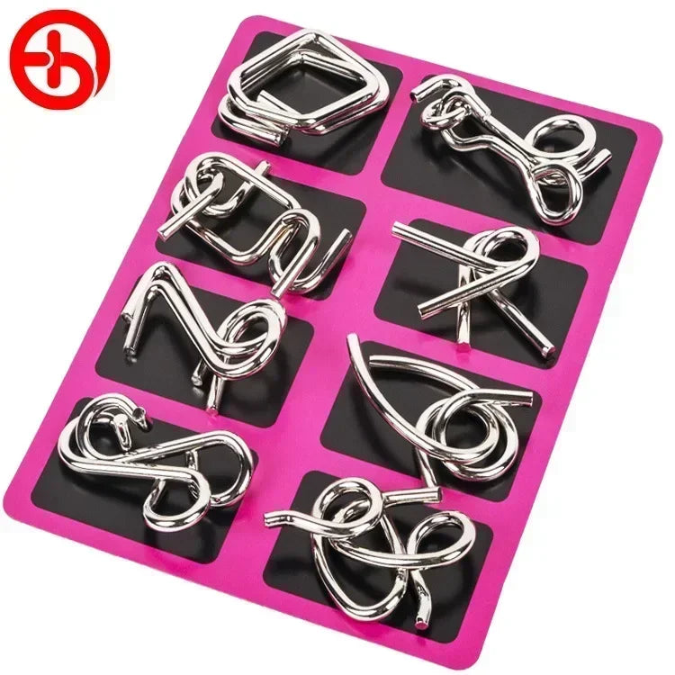 8Pcs/Set Metal Montessori Puzzle Wire Mind Brain Teaser Puzzles Children Adults Interactive Game Reliever Educational Toy