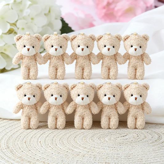 10 Pcs Mini Stuffed Plush Bears Cute Animal Tiny Bear Doll Toy Keychain Bag Pendant Ornament Soft Stuffed Toy Girl Party Gift