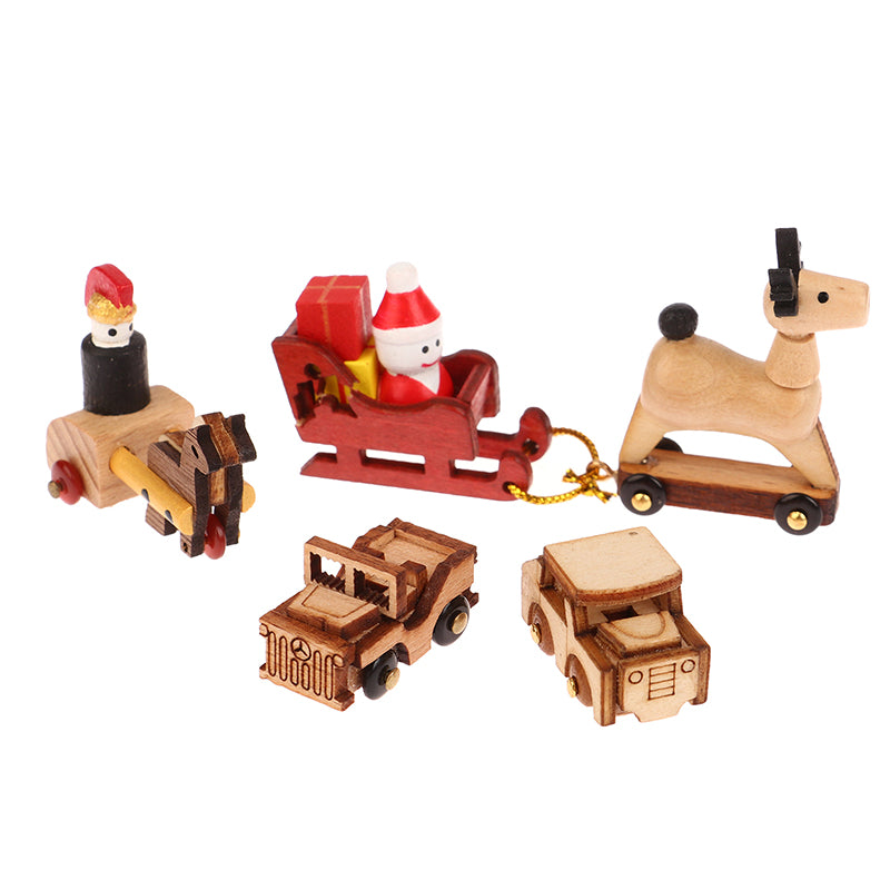 1PC Dollhouse Mini Wooden Car And Train Assembly Accessories Small Ornaments Micro Landscape For Doll House Decor Kids Toys