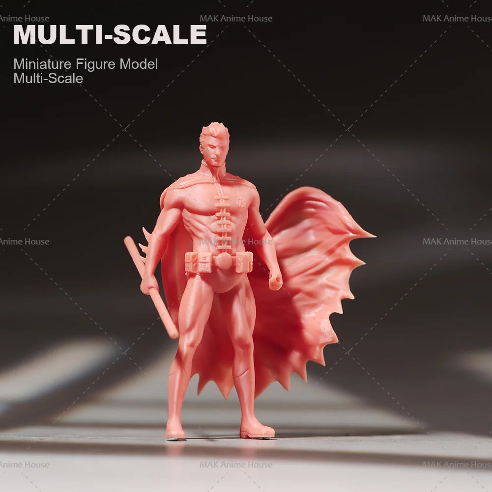 Miniatures 1/18 1/24 1/64 1/43 1/87 Sunglasses Cloak Male Hero Comic Figure Doll Unpainted Model Home Decoration Scene Car Toys