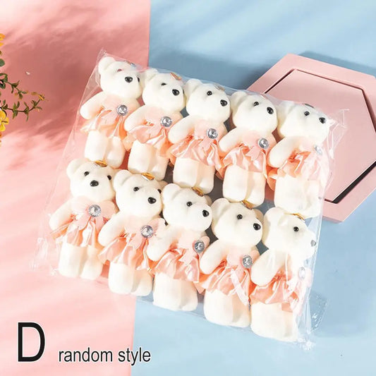 10Pcs/Lot Soft Stuffed Bear Plush Toys Mini Teddy Bear Dolls Toy Small Gifts Bag Pendant Teddy Doll Keychain Keyring Gifts