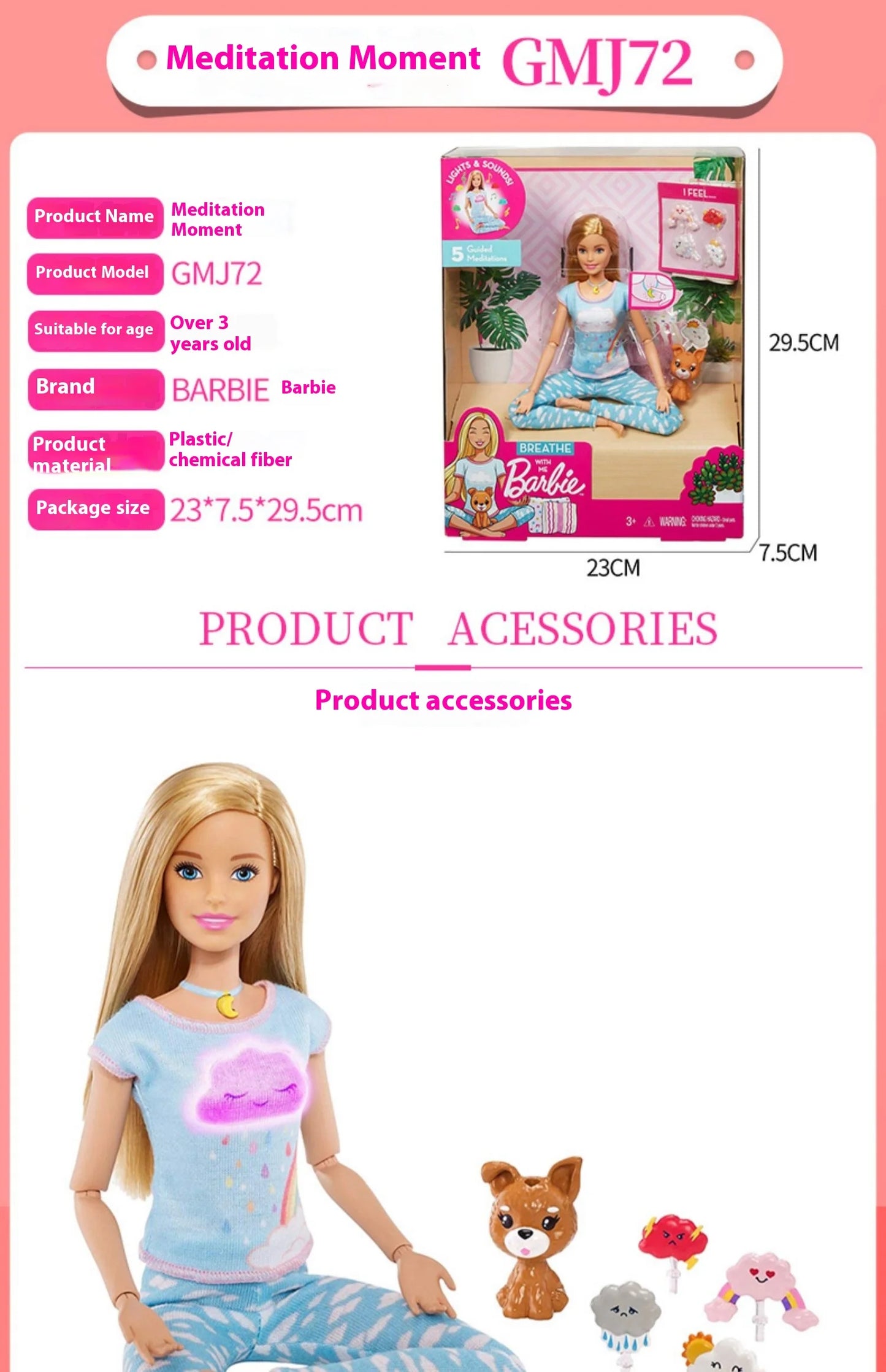 Authentic Barbie Doll with Yoga Poses Changeable Styles Multiple Joints Moving Collectible Toy for Kids And Adults
