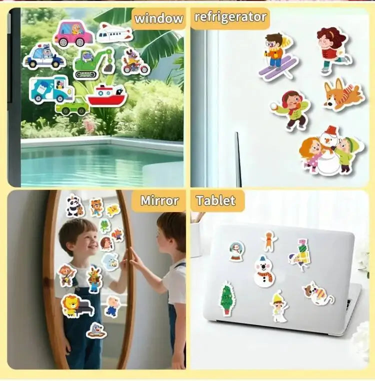Reusable Sticker Books for Kids Jelly Bubble Scene Stickers DIY Puzzle Game Educational Learning Classic Toys for Children Gift