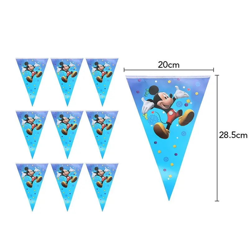 Mickey Mouse Birthday Party Decoration Blue Mickey Tableware Cups Plates Balloons Backdrop Pannents Gift Bag Kids Party Supplies