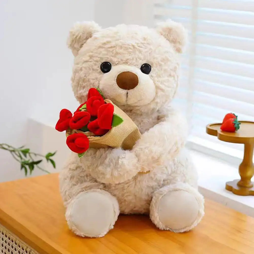 New Hot Sale Teddy Bear with Roses Plush Toy Soft Bear Stuffed Doll Romantic Gift for Lover Home Decor Girls Birthday Gift