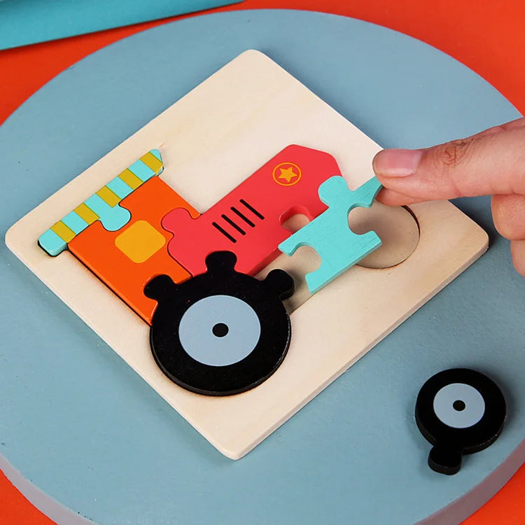 Wooden Jigsaw Puzzle Cartoon Animal Wood 3D Puzzles Montessori Educational Intelligence Jigsaw Toys for Children Gifts