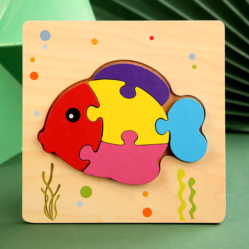 Good Quality 3D Wooden Puzzle Jigsaw for Children Cartoon Animal Puzzles Intelligence Kids Early Educational Cognitive Toys