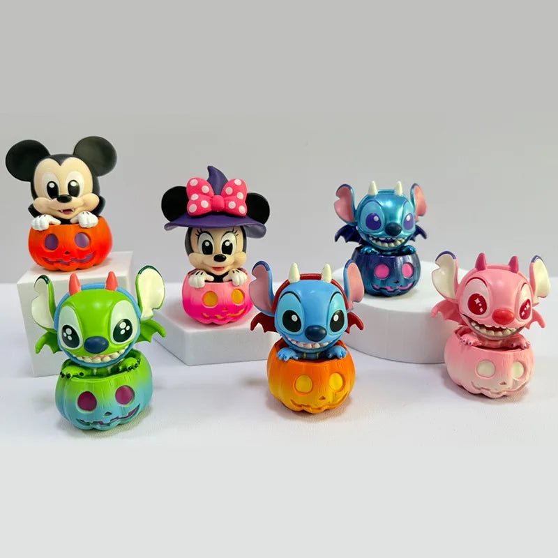 6pcs/set Stitch Mickey Mouse And Friend Pumpkin Version Halloween Limited Cosbi Figure Guess Christma Desktop Gift Toy