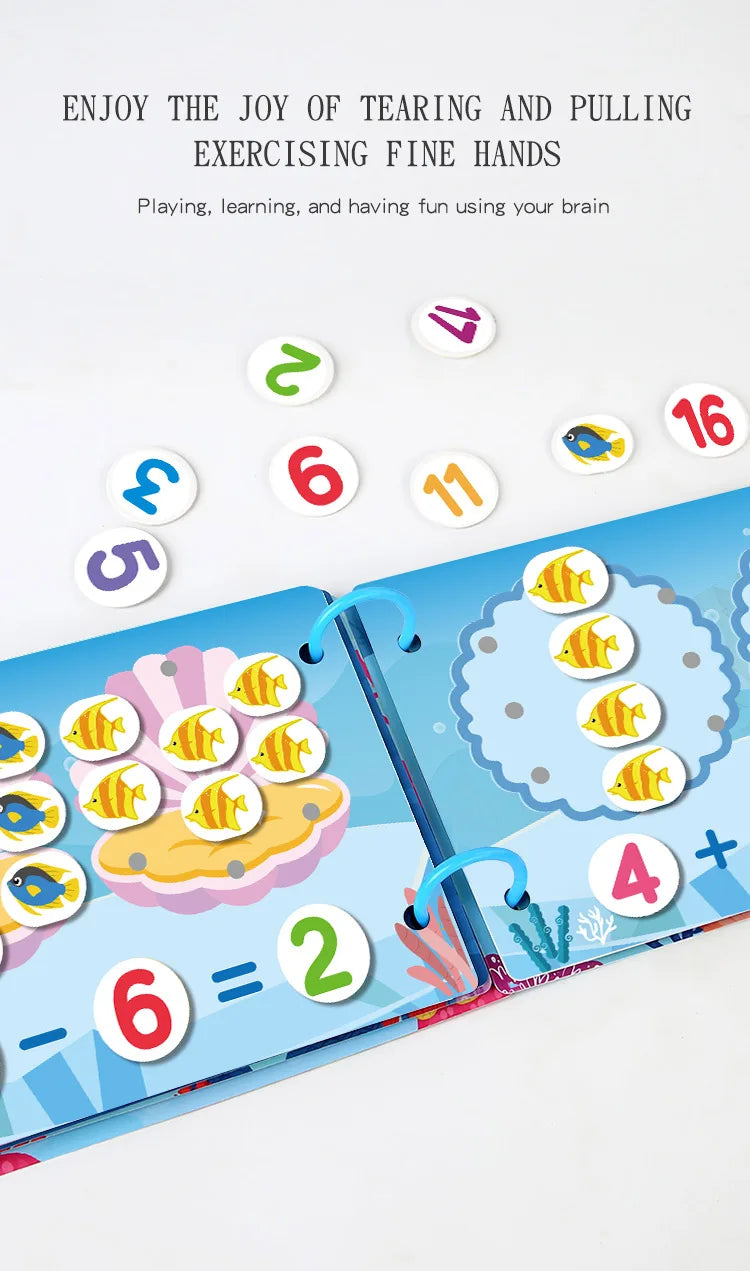 1Set Cartoon Quiet Book Montessori Busy Book with Animal Recognition Puzzle Interactive Game Cards for Preschool DIY Puzzle Book