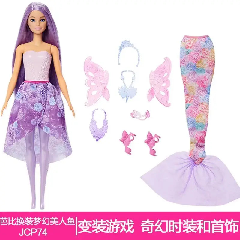 Original Barbie Doll Princess Costume Playset Children's Dress-Up Toy Fairy Tale Series Mermaid Storytime Girls Imaginative Play