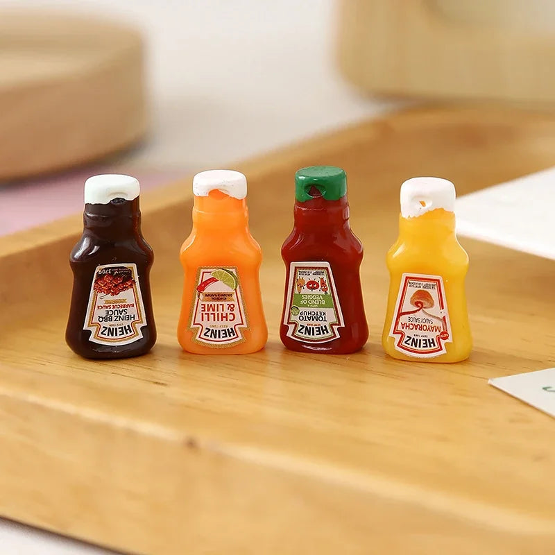 10Pcs Dollhouse Miniature Strawberry Sauce Jam Jar Kitchen Food Accessories For Doll House Decor Kids Pretend Play Toys Gift