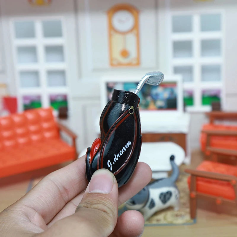 1/12 Dollhouse Miniature Accessories Mini Golf Clubs with Bag Model for Doll House Decoration ob11