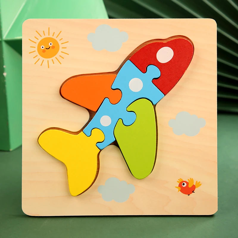 Good Quality 3D Wooden Puzzle Jigsaw for Children Cartoon Animal Puzzles Intelligence Kids Early Educational Cognitive Toys