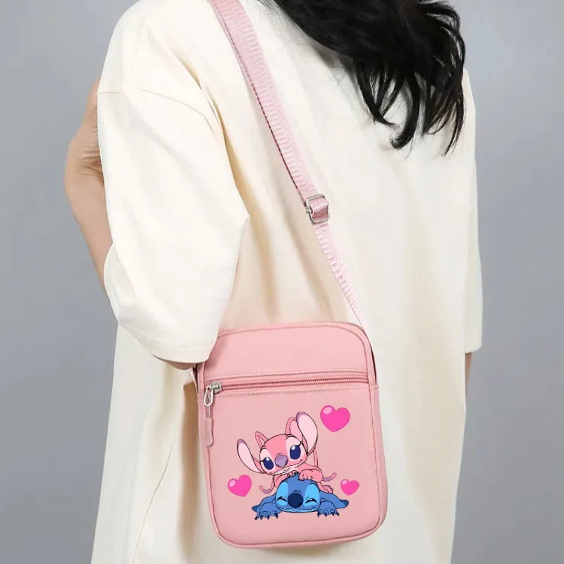 2026 Disney Latest Hot Selling Stitch Printed Boys and Girls Colorful Small Square Bag Casual Fashion Cute Women's Shoulder Bag