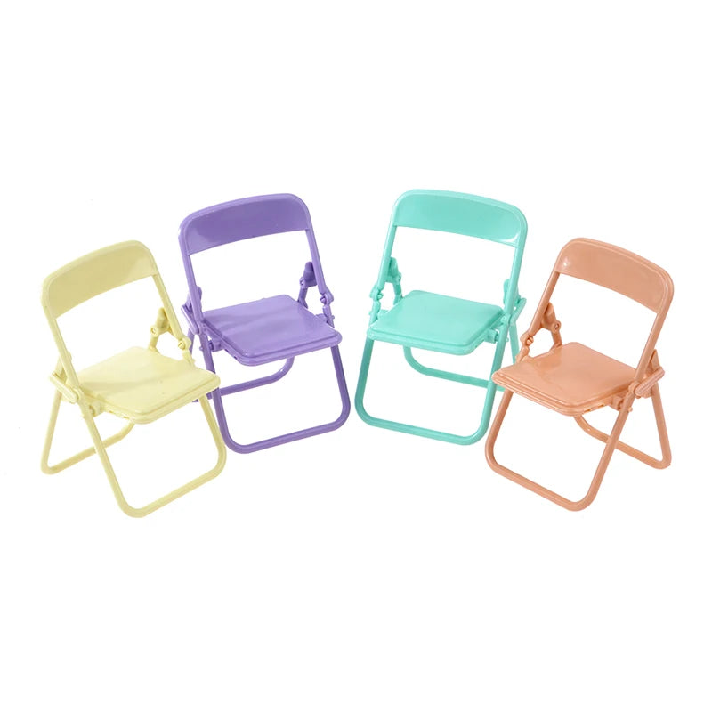 1Pc Mini Chair 1:12 Dollhouse Miniature Chair Plastic Armchair Folding Chair Simulation Furniture Doll House Decor Accessories