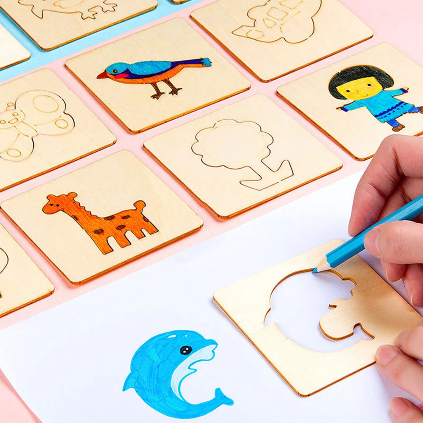 20pcs DIY Drawing Tools Children's Beginner Graffiti Drawing Templates Girls' Children's Puzzle Toys Montessori Teaching Aids