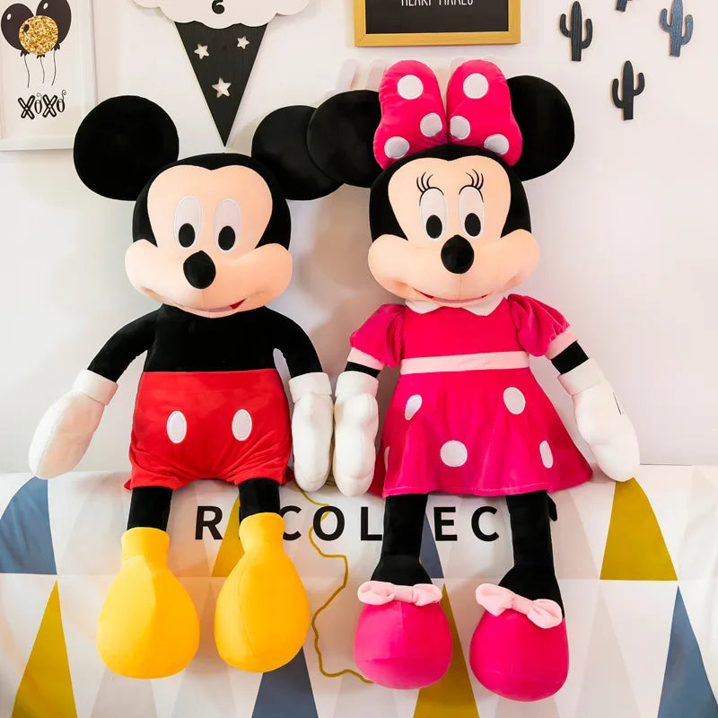 35cm Mickey Mouse Plush Toys Kawaii Anime Mickey Minnie Stuffed Plush Models Decoration Dolls for Kids Birthday Gift