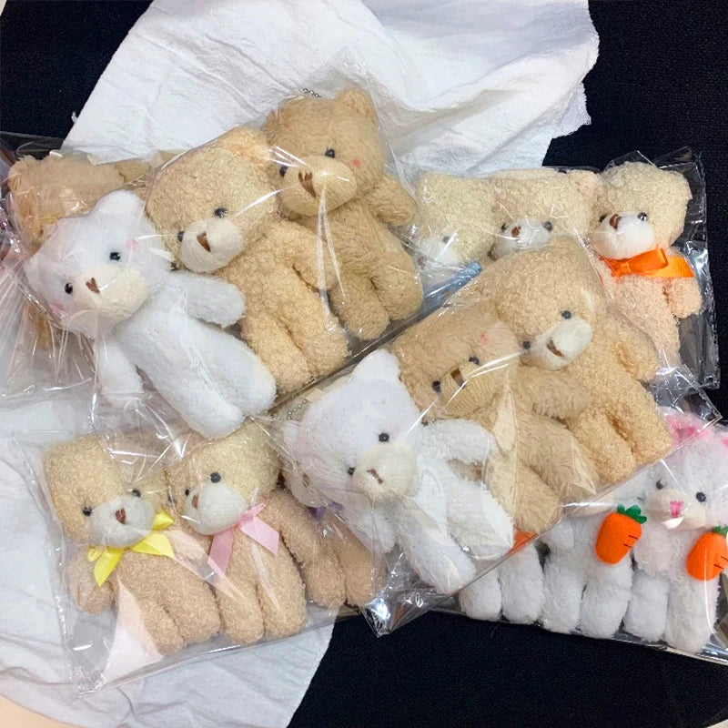 3pc/set 13cm Teddy Bear Plush Doll Animal Bear Stuffed Toy Keychain Cute Cartoon Rabbit Plush Key Ring Bag Pendant Children Gift