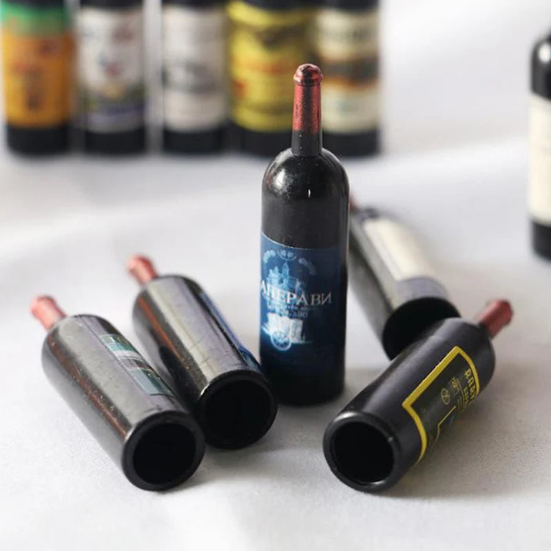 5Pcs 1/12 Dollhouse Miniature Red Wine Bottle Simulation Accessories For Food Play Toy Decoration