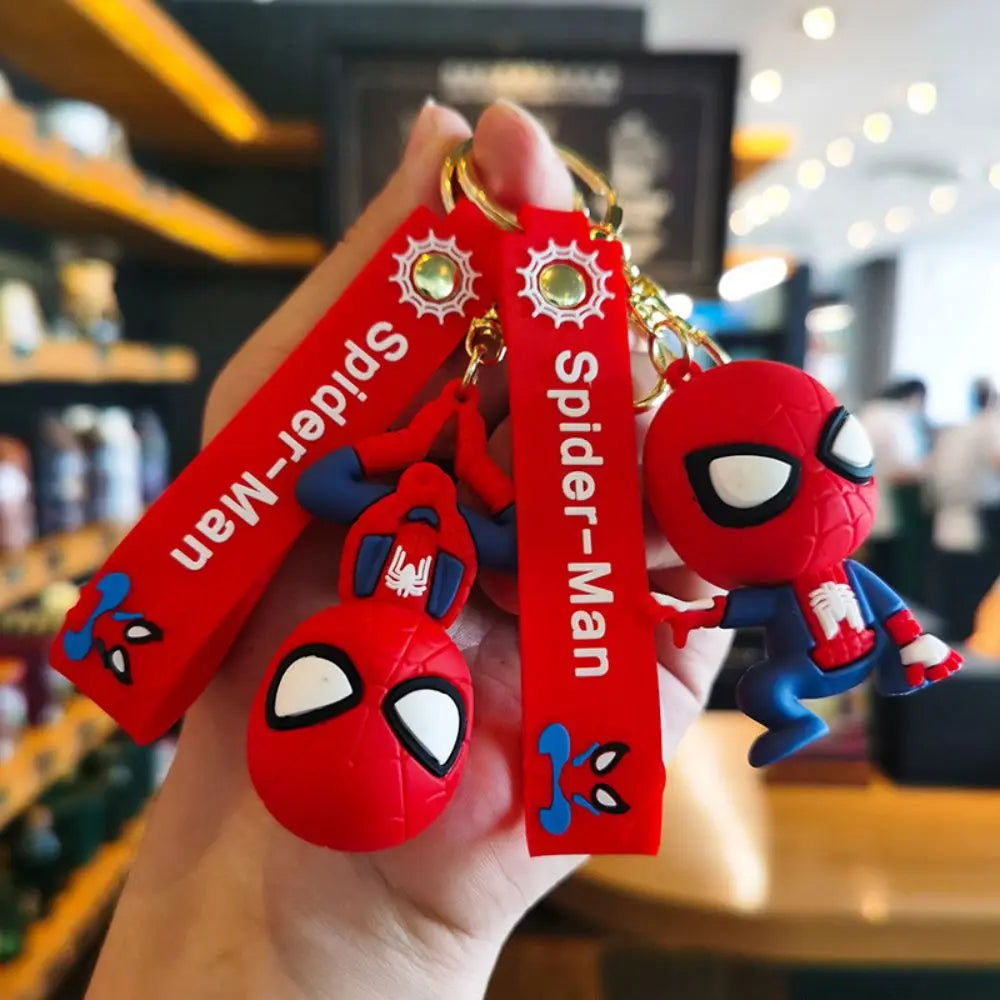 Classic SpiderMan Keychain Pendant Disney Marvel Amazing Inverted Silk Stereo Doll Car Hanging Decor Keychain Birthday Gift Toys