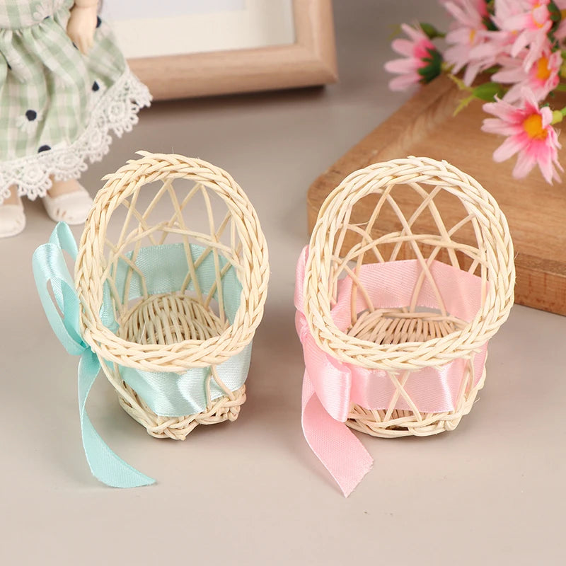 1:12 Dollhouse Miniature Baby Bed Wooden Nursery Cradle Nursery Room Baby Basket Baby carriage Baby Walker Furniture Model Toy
